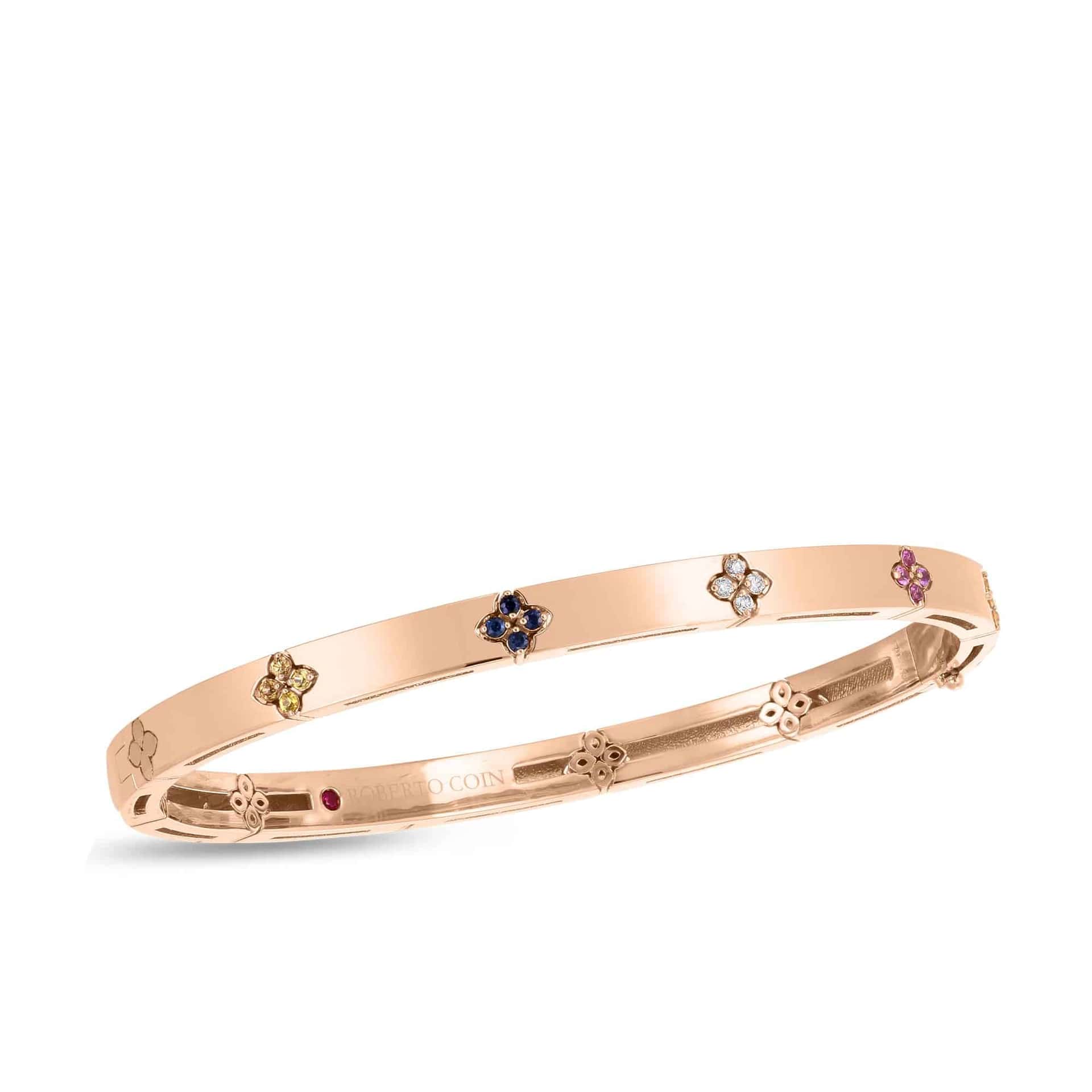 Roberto Coin LOVE IN VERONA RAINBOW BANGLE W. SAPPHIRES AND DIAMONDS