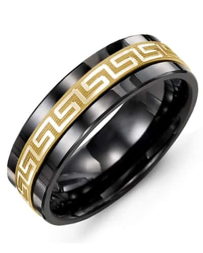 Madani Men's Ancient Greek Key Pattern Wedding Band