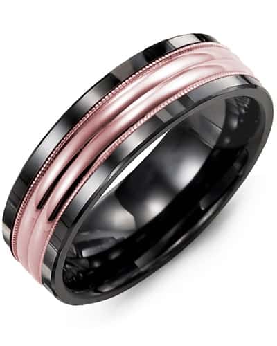 Madani Men's Two-Line Milgrain Wedding Ring