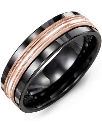 Madani Men's Concave Polish Center Milgrain Wedding Ring