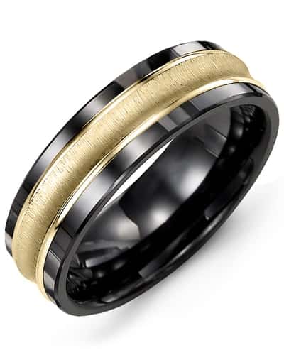 Madani Men's Concave Brush Polished Edges Wedding Band