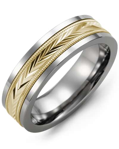 Madani Men's Diamond-Cut V Wedding Ring