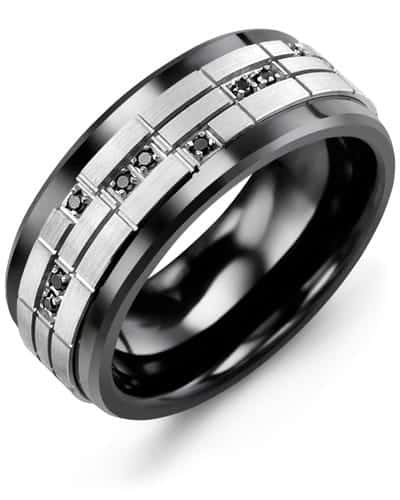 Madani Men's Puzzle Black Diamonds Wedding Ring
