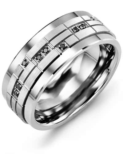 Madani Men's Puzzle Black Diamonds Wedding Ring