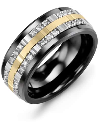 Madani Men's Outer Trio Diamonds Wedding Band