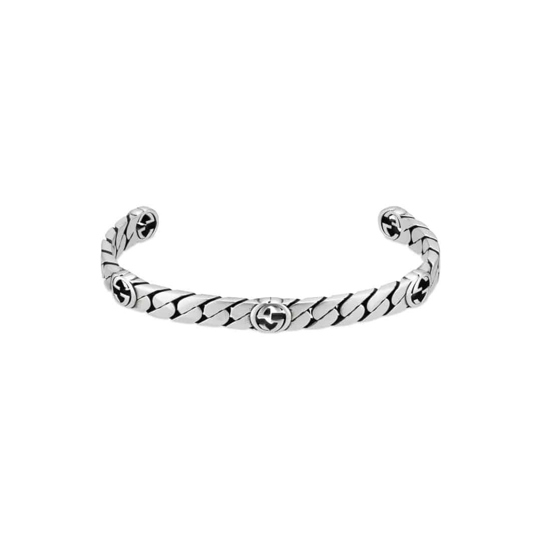 Gucci Interlocking G Wide Bracelet in Sterling Silver