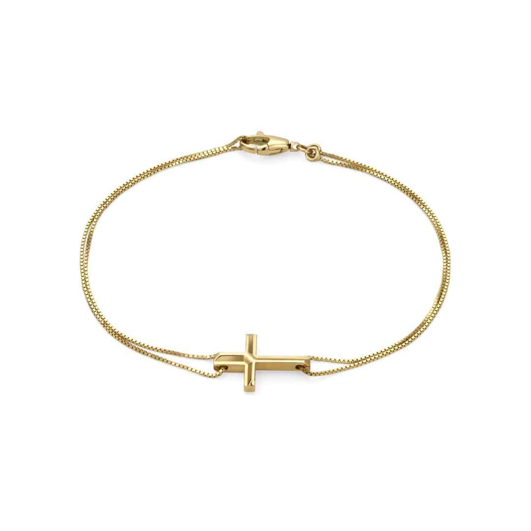Gucci Link to Love Cross Charm Bracelet in 18kt Yellow Gold