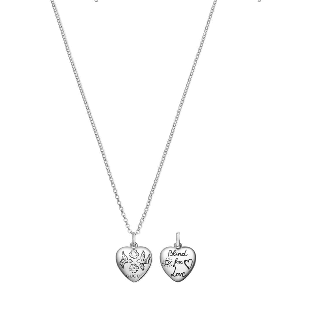 Gucci Blind for Love Heart Pendant Necklace in Sterling Silver