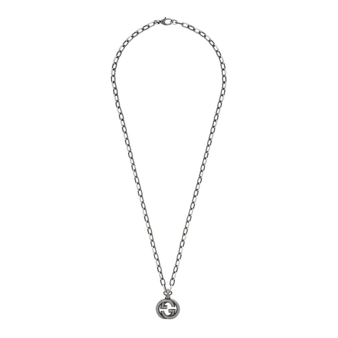 Gucci Interlocking G Chain Pendant Necklace in Sterling Silver