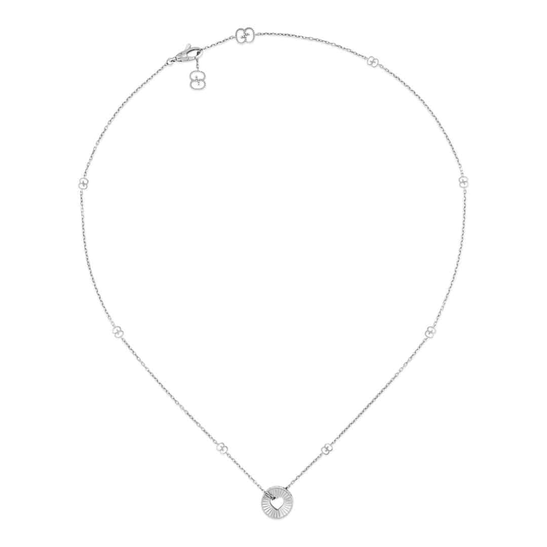 Gucci Icon Heart Pendant Necklace in 18kt White Gold