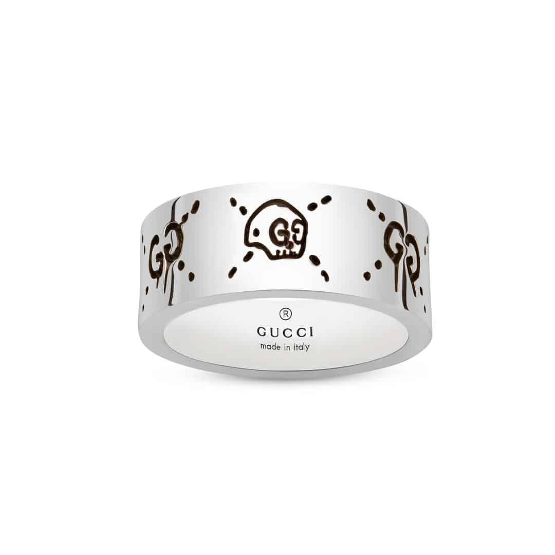 Gucci Silver Gucci Ghost Wide Ring in Sterling Silver