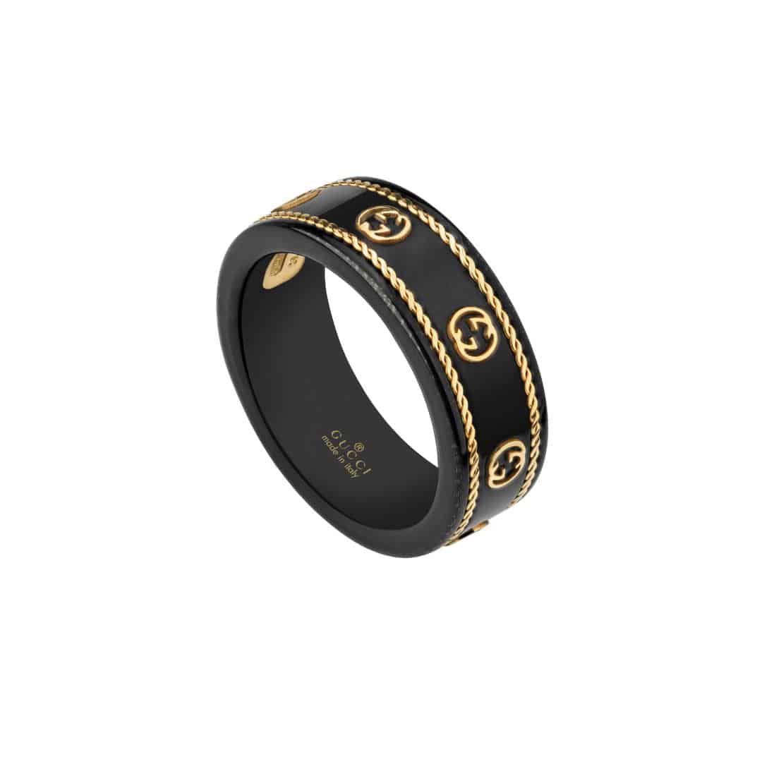 Gucci Fine Icon Square Ring in 18kt Yellow Gold with Corundum