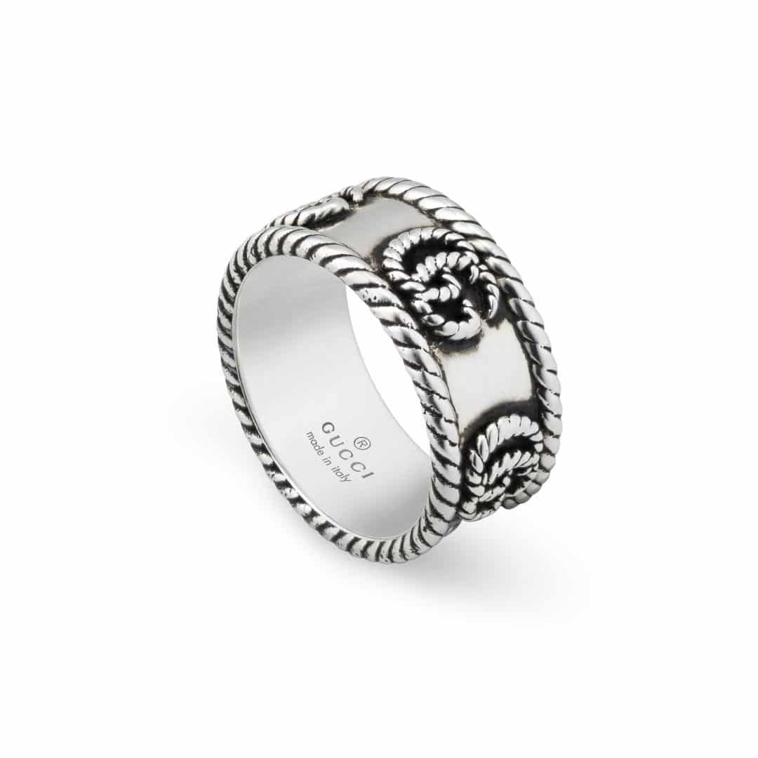 Gucci Silver GG Marmont Wide Ring in Sterling Silver