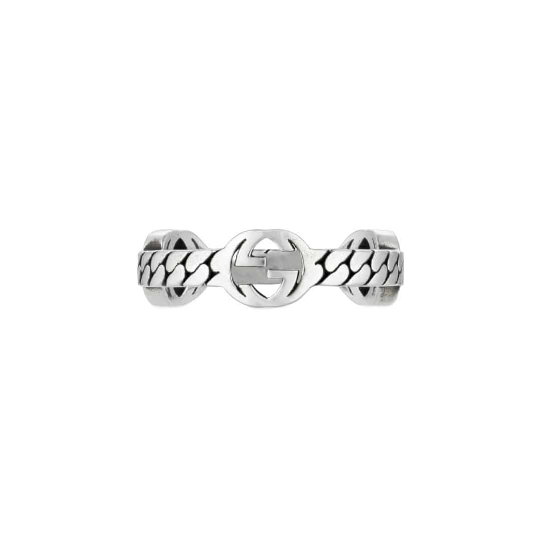 Gucci Silver Interlocking G Square Ring in Sterling Silver