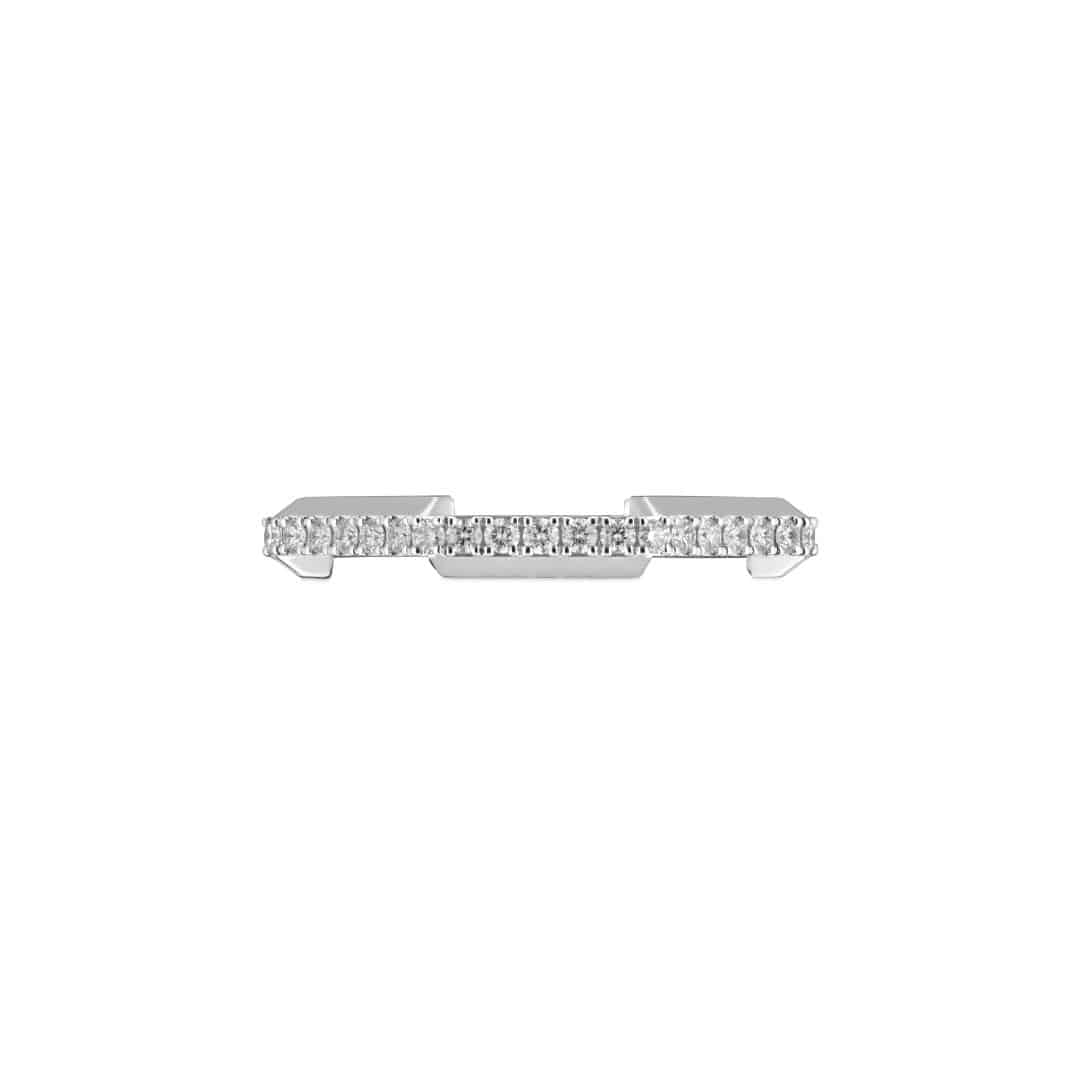 Gucci Fine Link to Love Ring in 18kt White Gold with Diamonds
