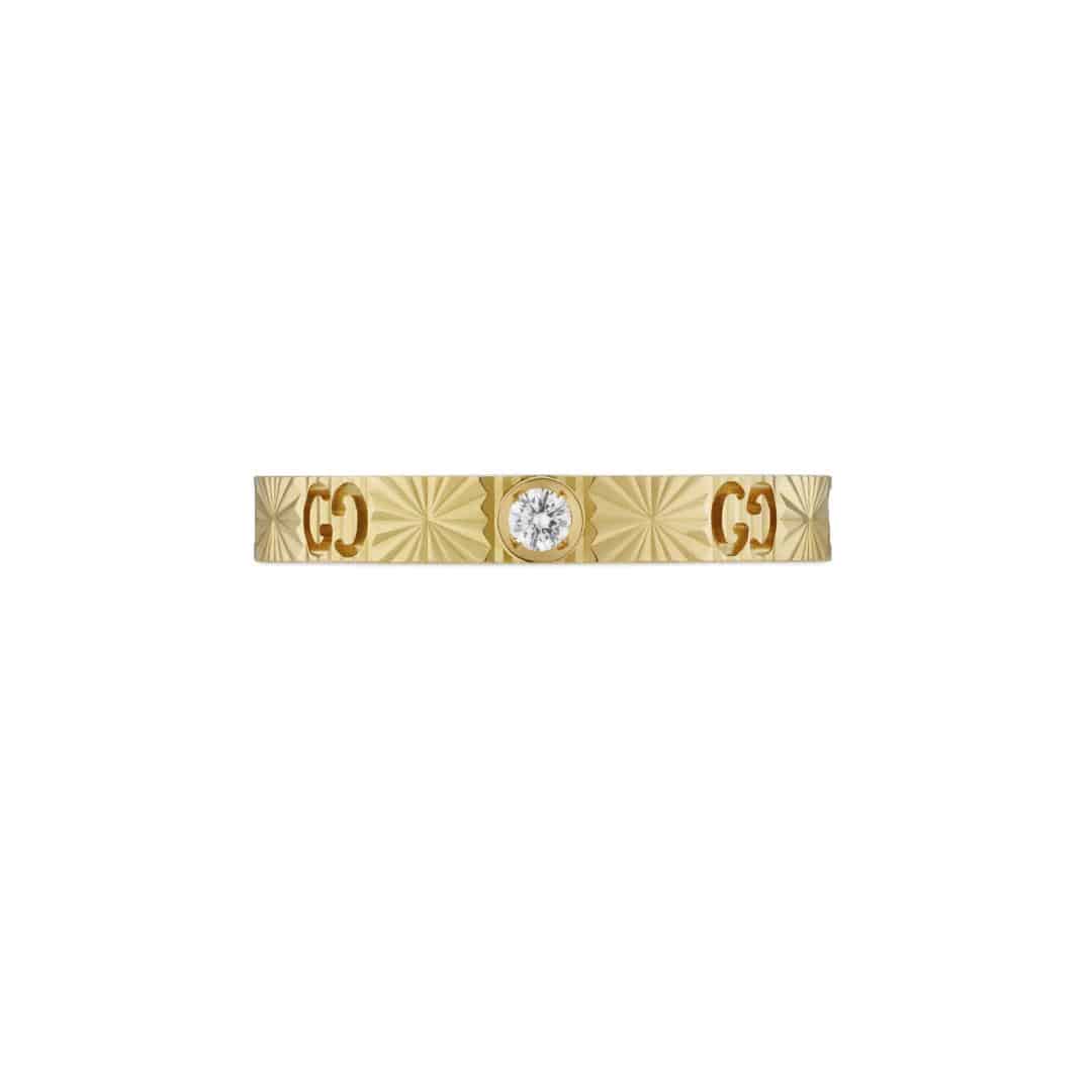 Gucci Fine Icon Ring in 18kt Yellow Gold with Diamonds