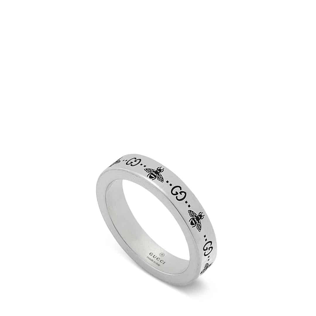 Gucci Silver Gucci Signature Thin Bee Ring in Sterling Silver