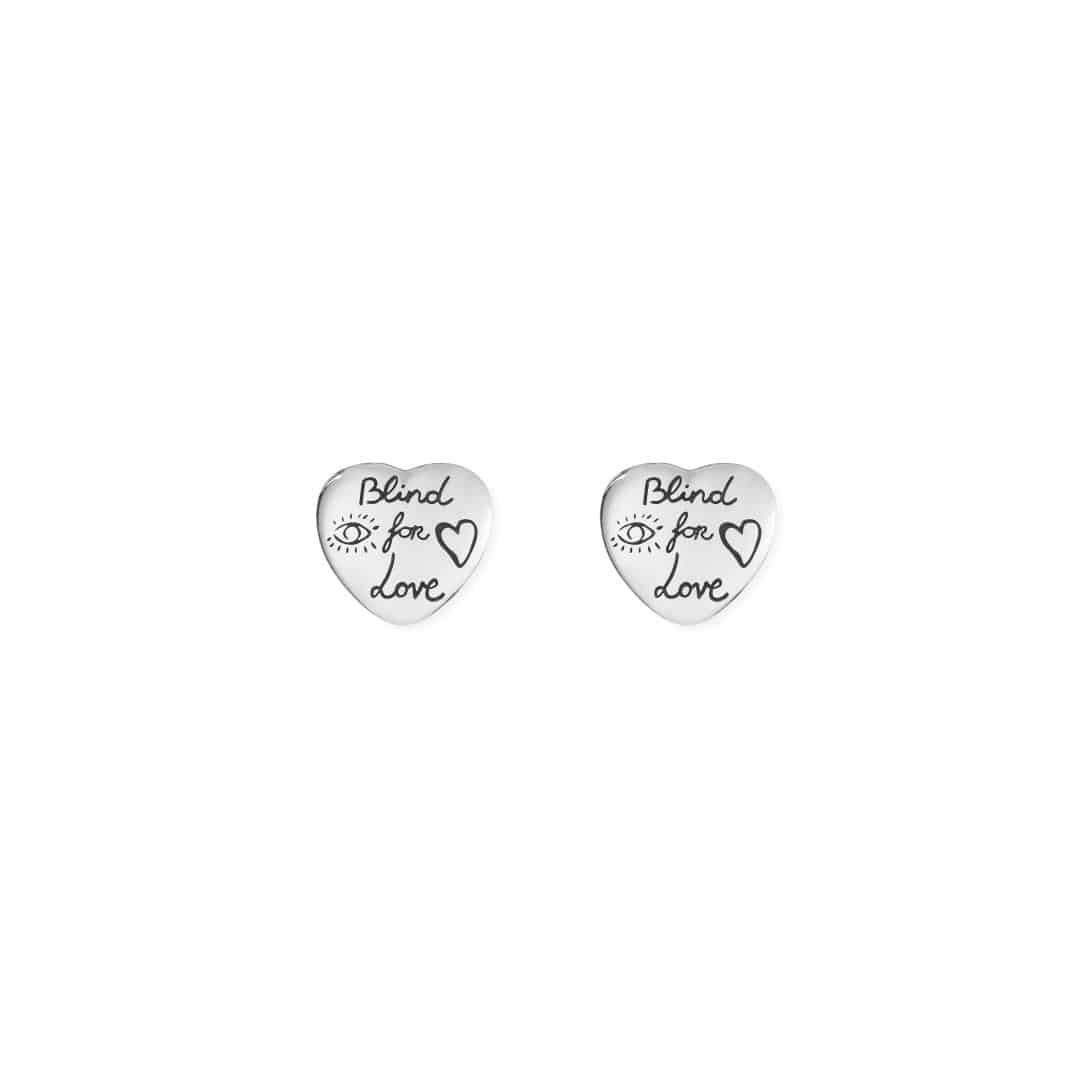 Gucci Blind for Love Heart Stud Earrings in Sterling Silver