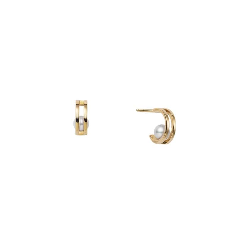 Mikimoto Akoya Cultured Pearl Hoop Earrings in 18K Yellow Gold