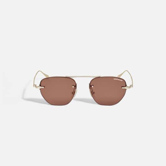 Montblanc Oval Sunglasses with Gold-Coloured Metal Frame