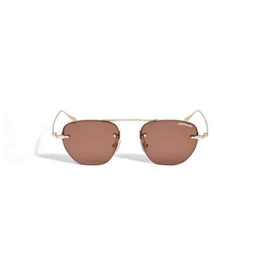 Montblanc Oval Sunglasses with Gold-Coloured Metal Frame