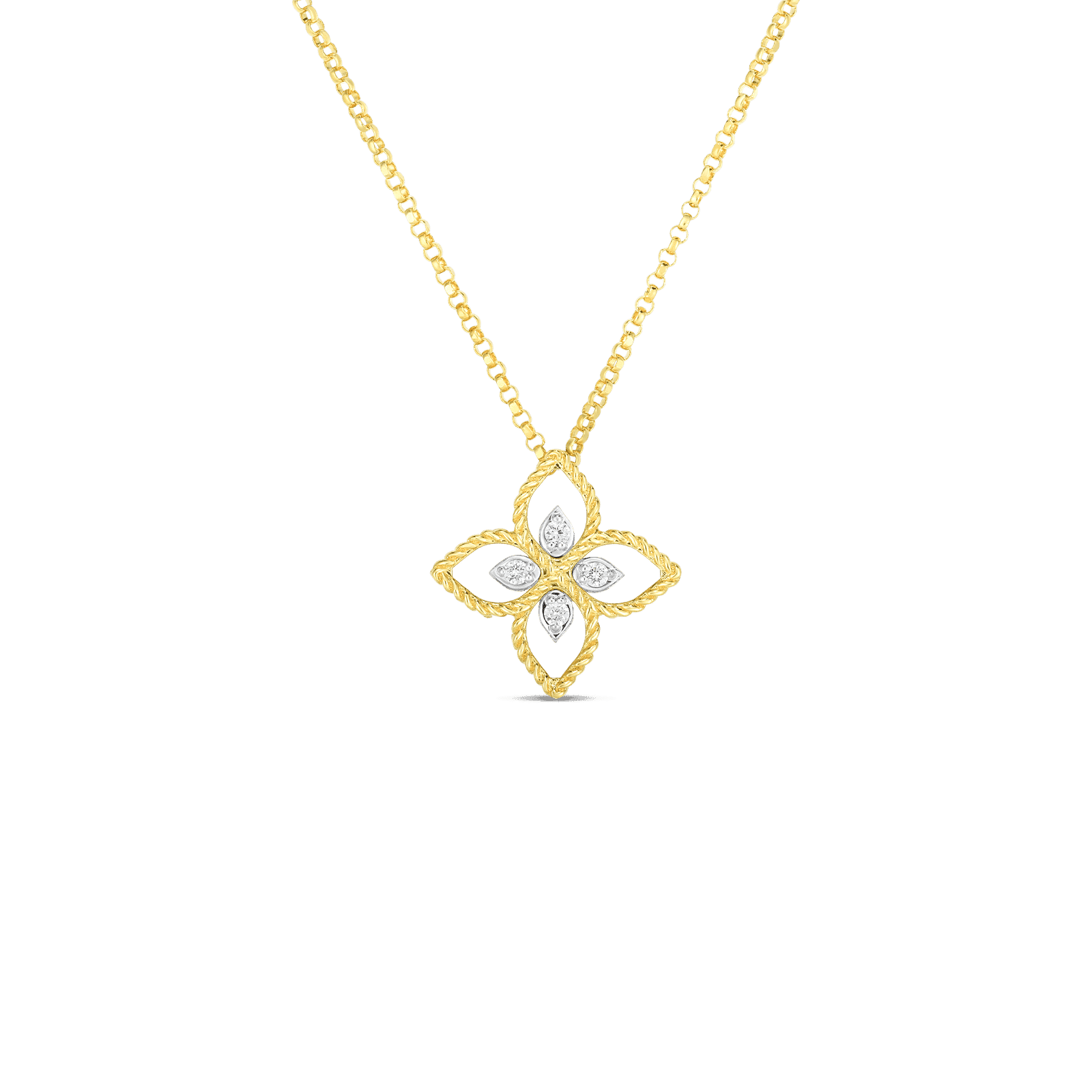 Roberto Coin Principessa Small Diamond Flower Necklace, 1/2