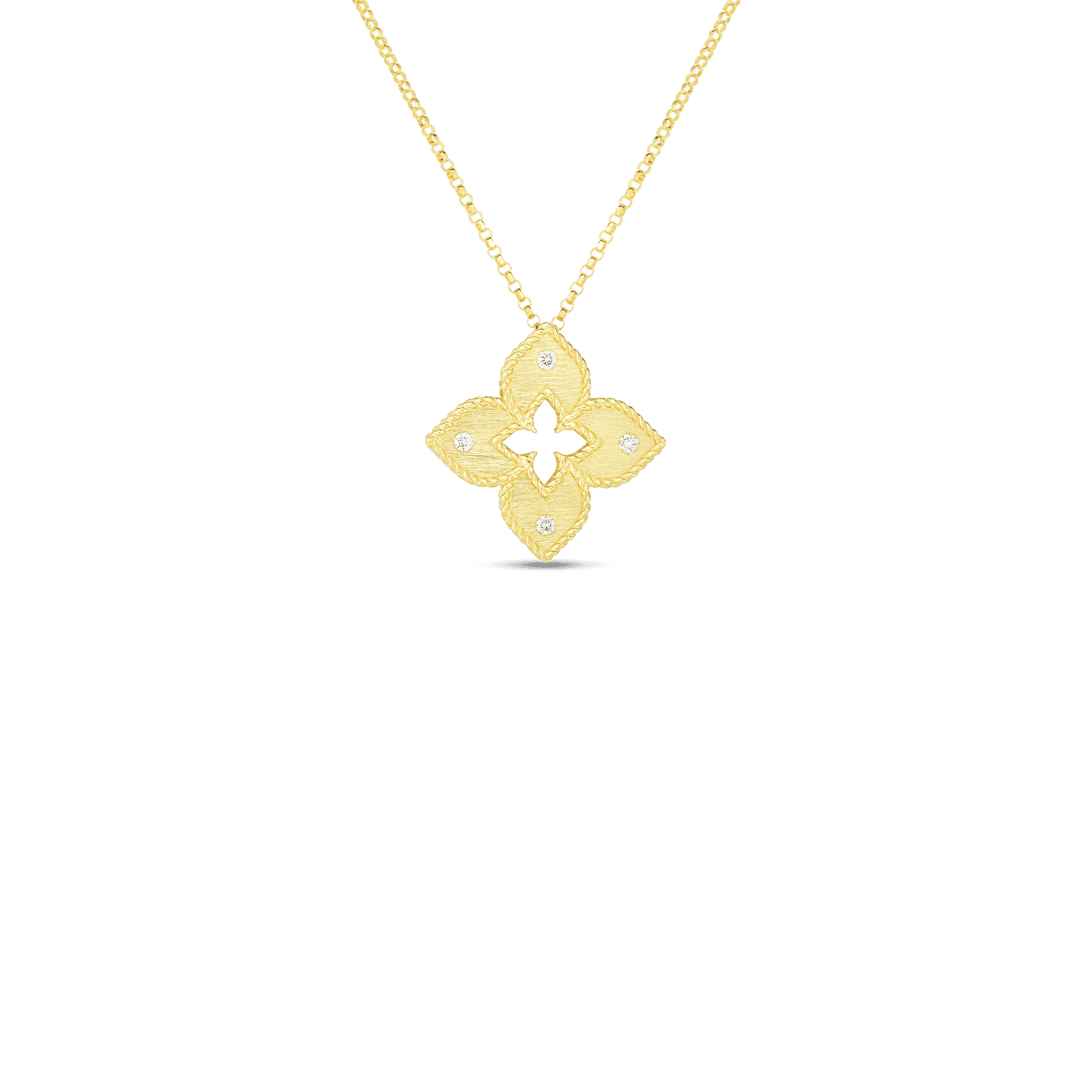 Roberto Coin Petite Venetian Princess Satin & Diamond Accent Flower Necklace, 1/2