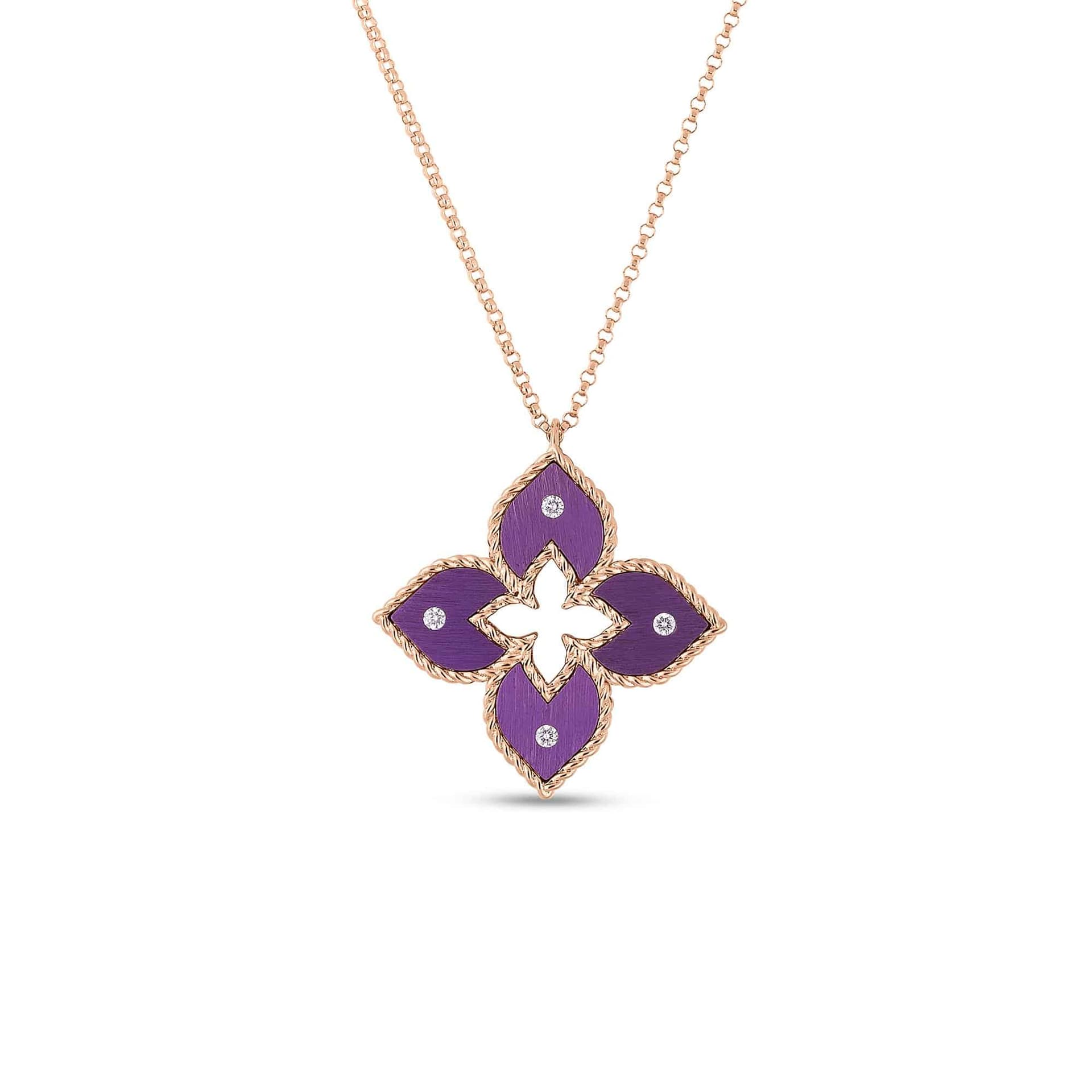 Roberto Coin MED Dia/Purple Titanium VEN PRN NK, 1/2