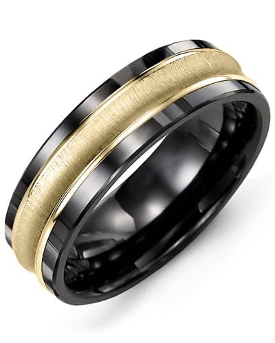 Madani Men's Concave Brush Polished Edges Wedding Band, 1/2