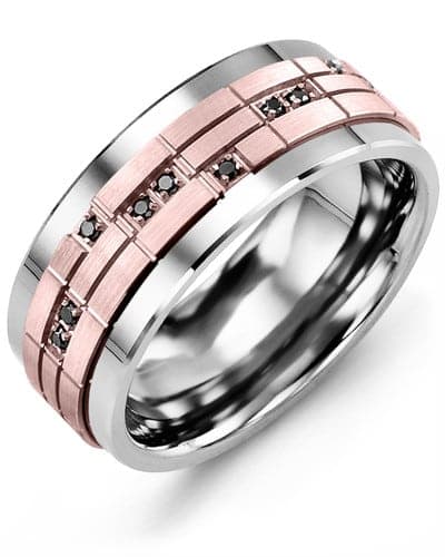 Madani Men's Puzzle Black Diamonds Wedding Ring, 1/2