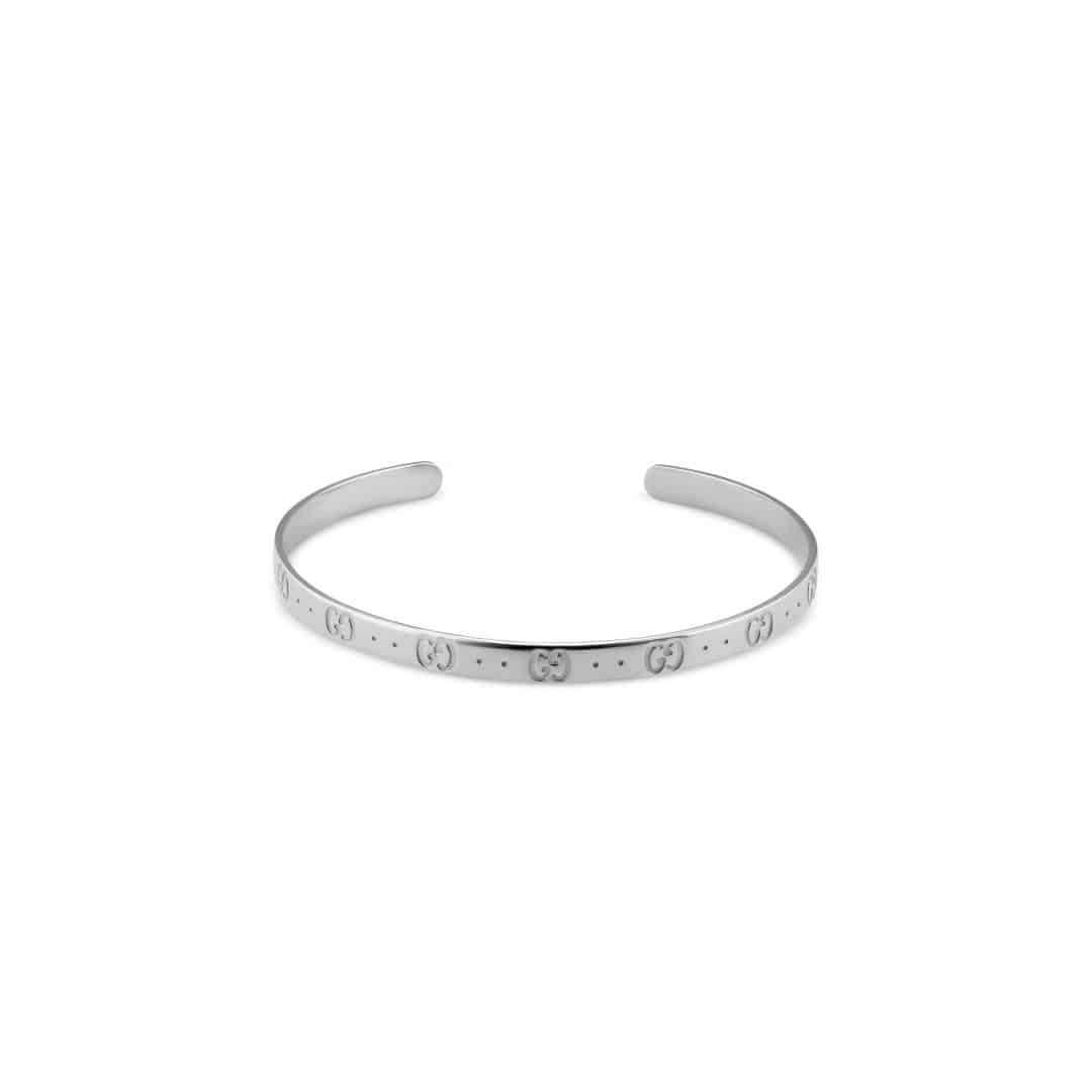 Gucci Fine Icon Thin Bangle in 18kt White Gold, 1/2