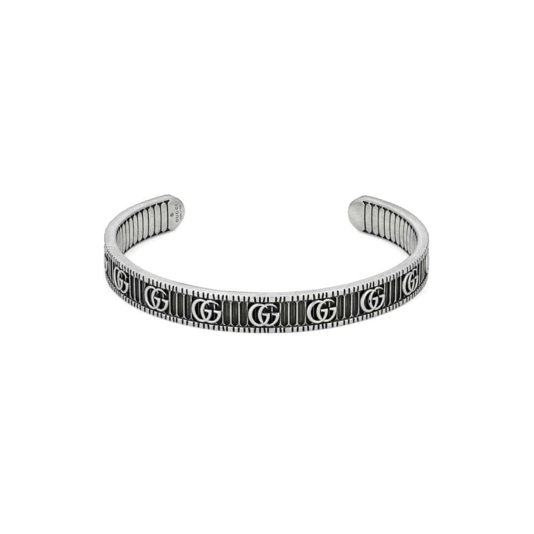 Gucci Silver GG Marmont Aged Double G Bracelet in Sterling Silver, 1/3