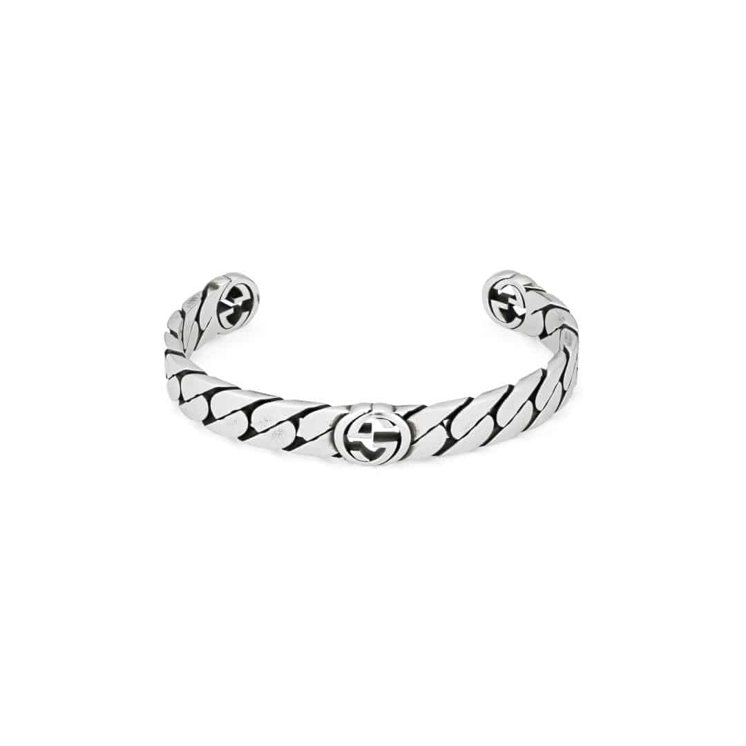 Gucci Silver Interlocking G Medium Bracelet in Sterling Silver, 1/4
