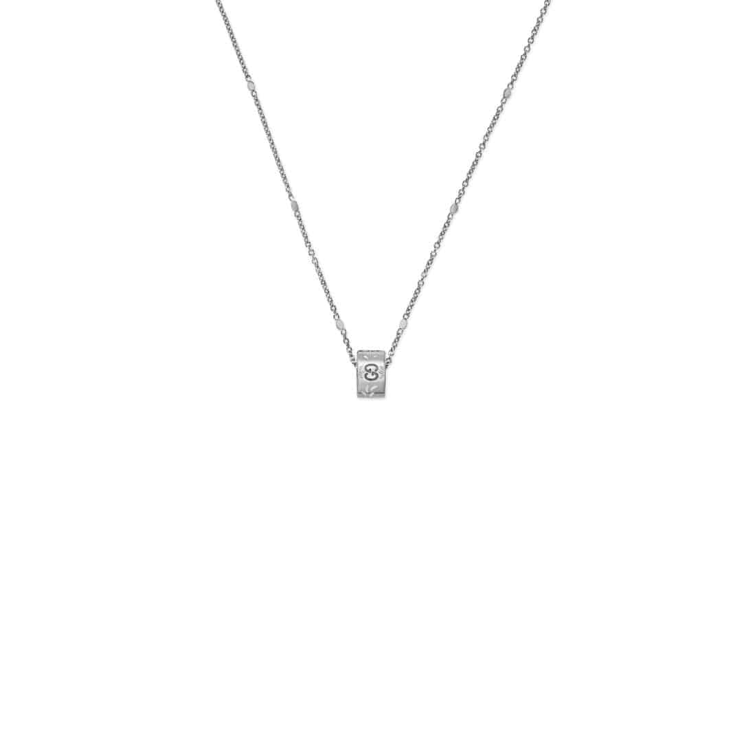 Gucci Fine Icon Blooms Necklace in 18kt White Gold with Enamel, 1/2