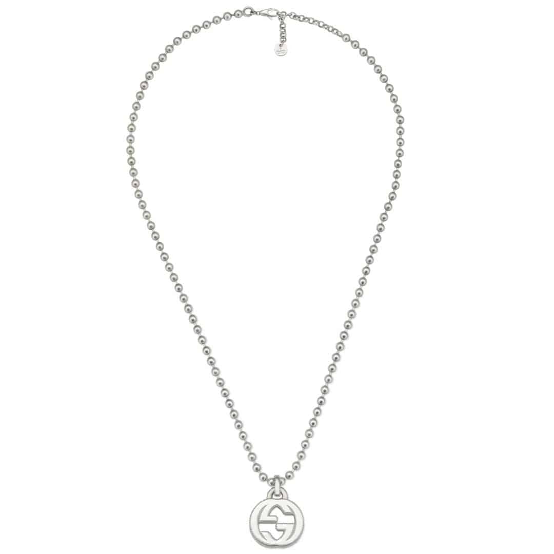 Gucci Silver Interlocking G Short Pendant Necklace in Sterling Silver, 1/2