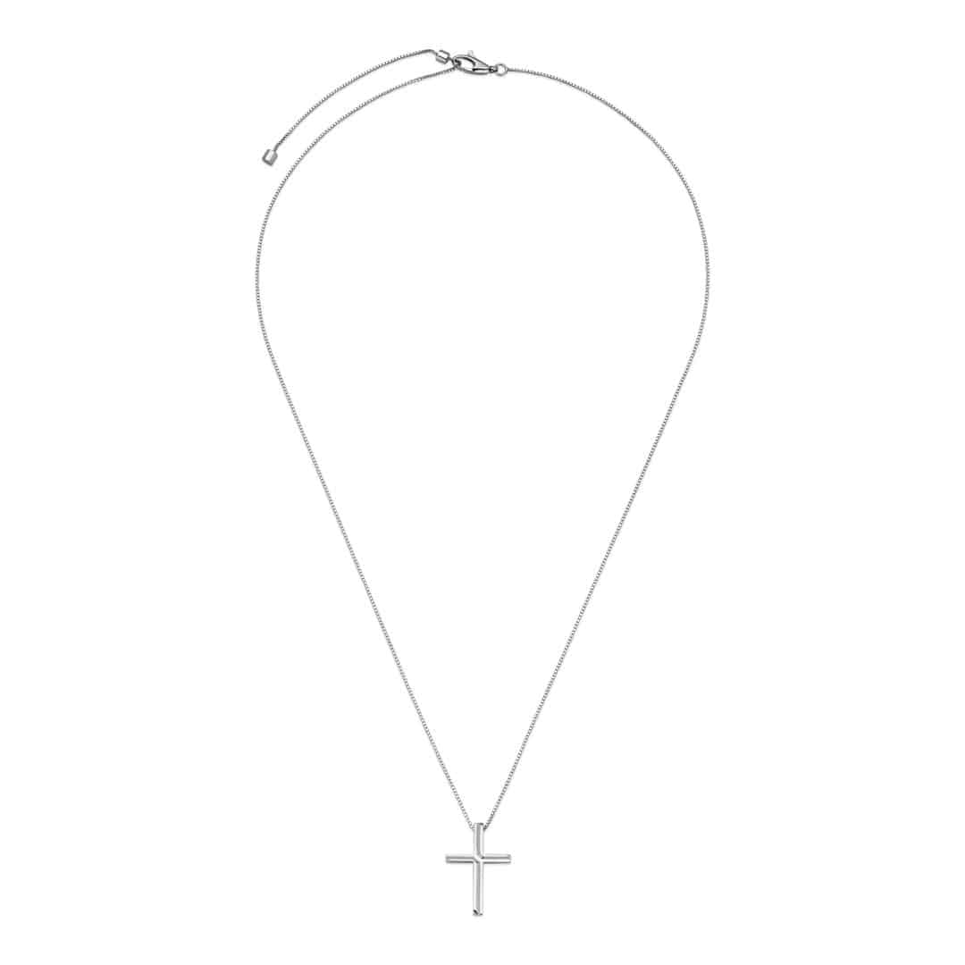Gucci Fine Link to Love Cross Pendant Necklace in 18kt White Gold, 1/4