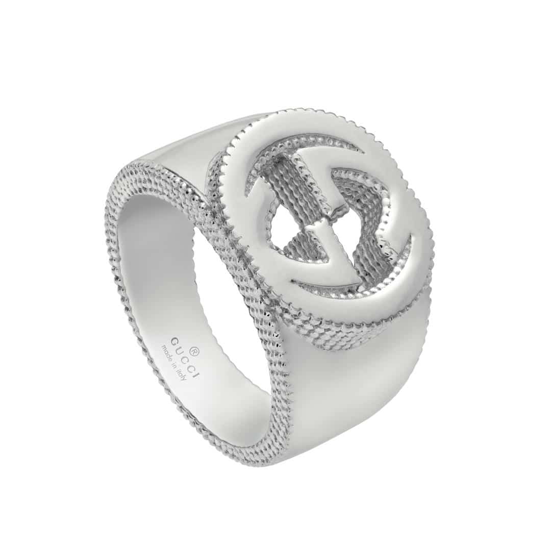 Gucci Silver Interlocking G Thin Ring in Sterling Silver, 1/2