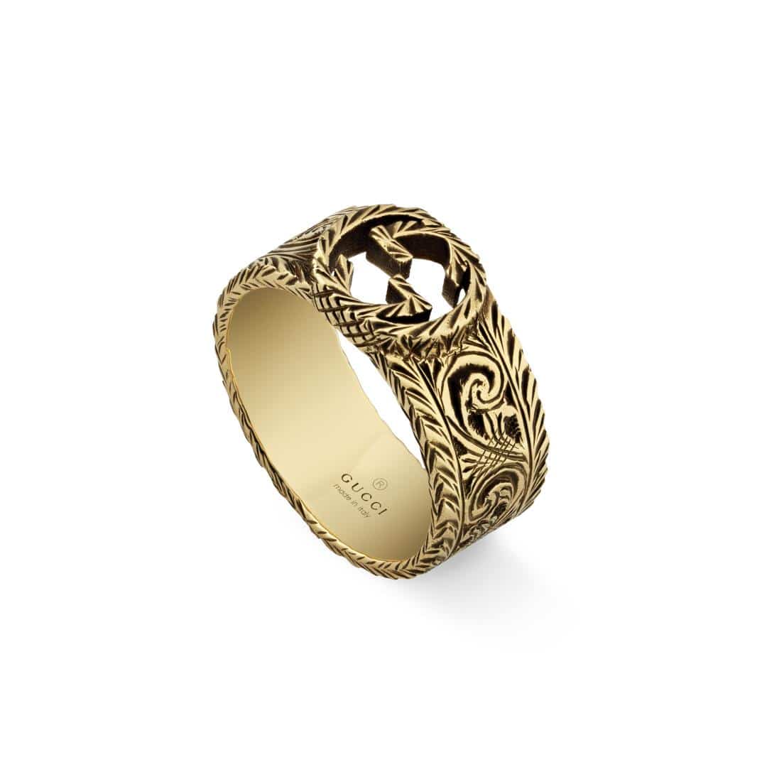 Gucci Fine Interlocking G Thin Ring in 18kt Yellow Gold, 1/2