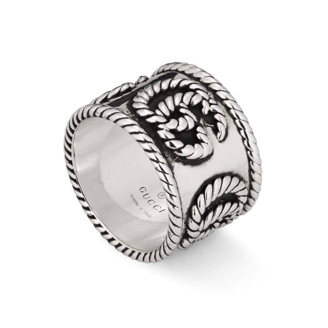 Gucci Silver GG Marmont Medium Ring in Sterling Silver, 1/2