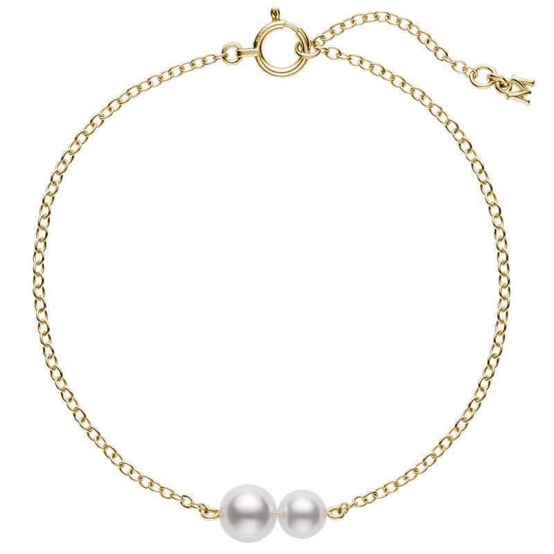 Mikimoto Akoya Cultured Pearl Station Bracelet in 18K Yellow Gold, 1/2