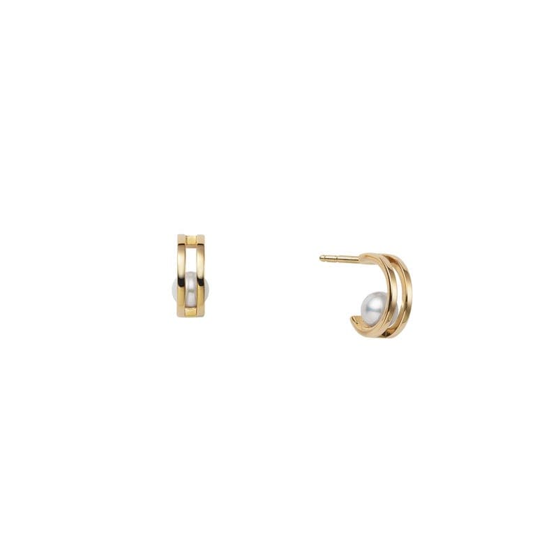 Mikimoto Akoya Cultured Pearl Hoop Earrings in 18K Yellow Gold, 1/3