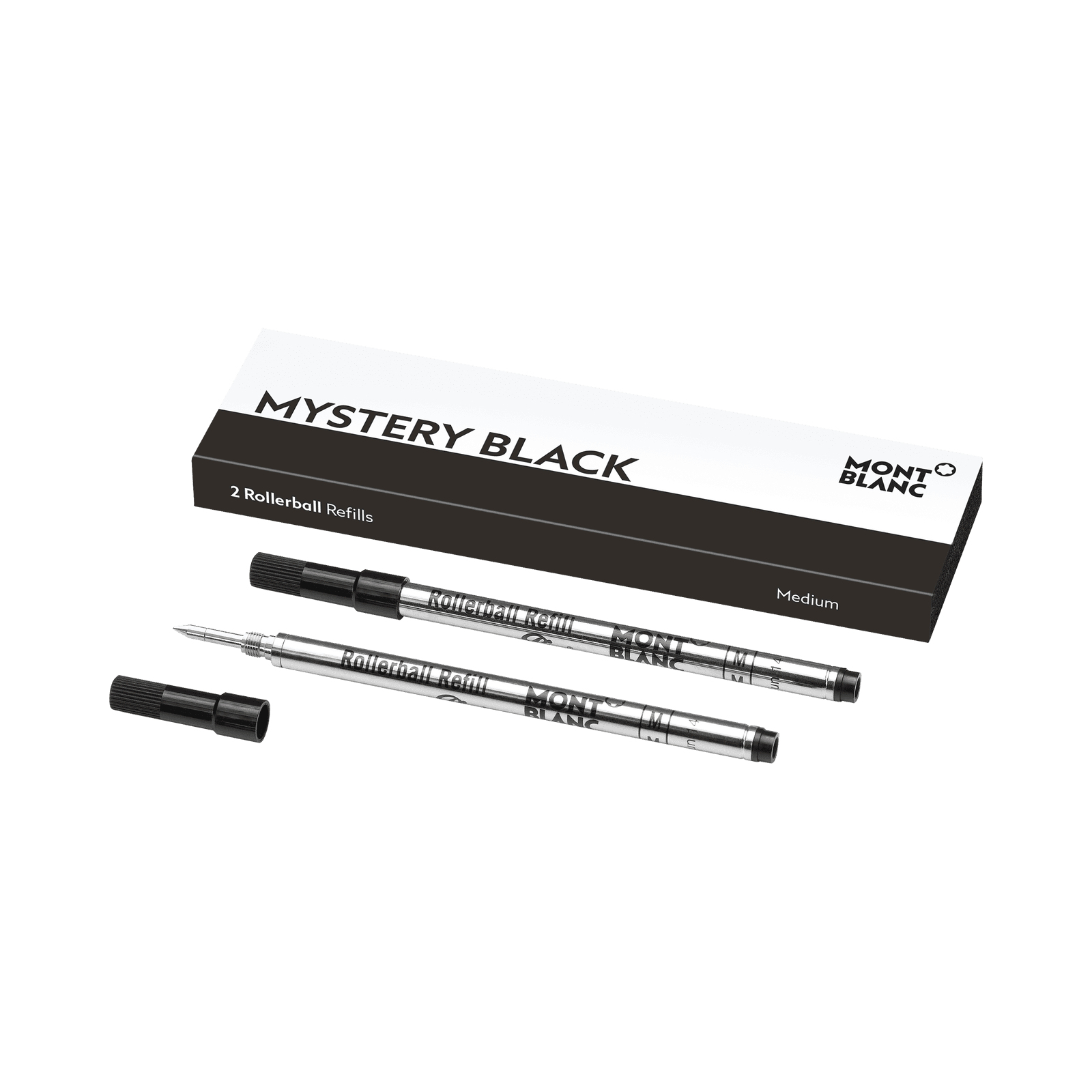 Montblanc 2 Rollerball Refills, Mystery Black - Medium, 1/2
