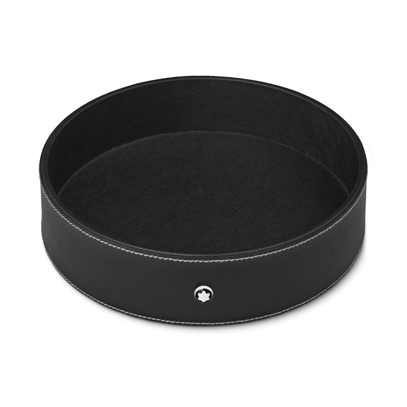 Montblanc Round desk tray in black leather (Large), 1/3