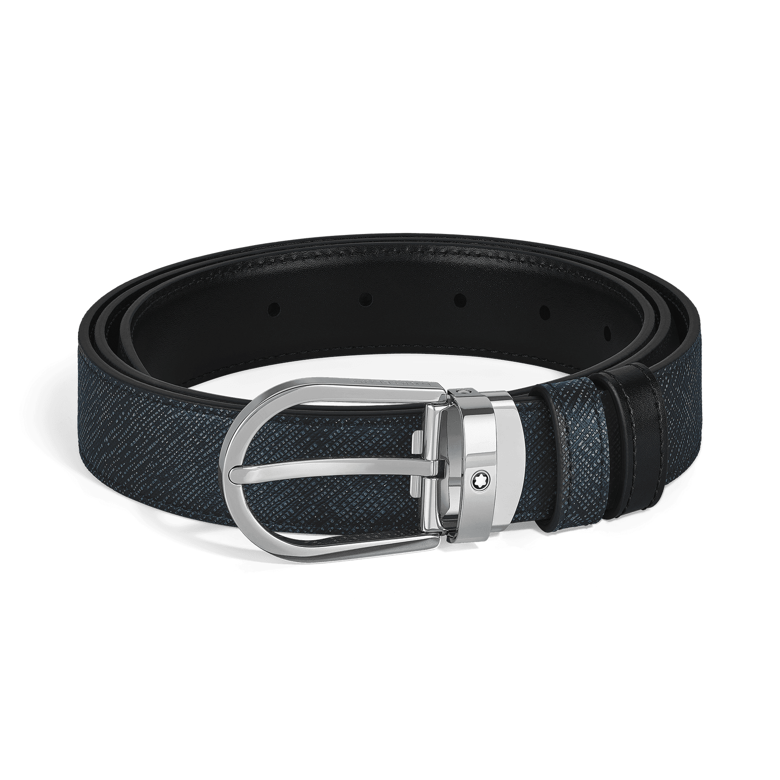 Montblanc Horseshoe 30 mm Reversible Belt in Sartorial Leather, 1/5