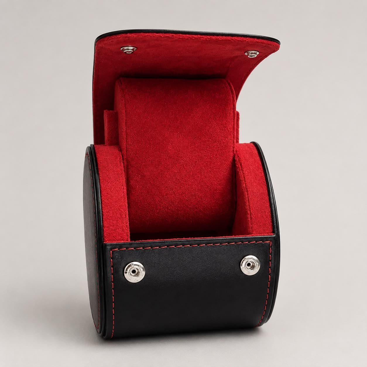 Luxury Single Watch Travel Pouch, open red interior