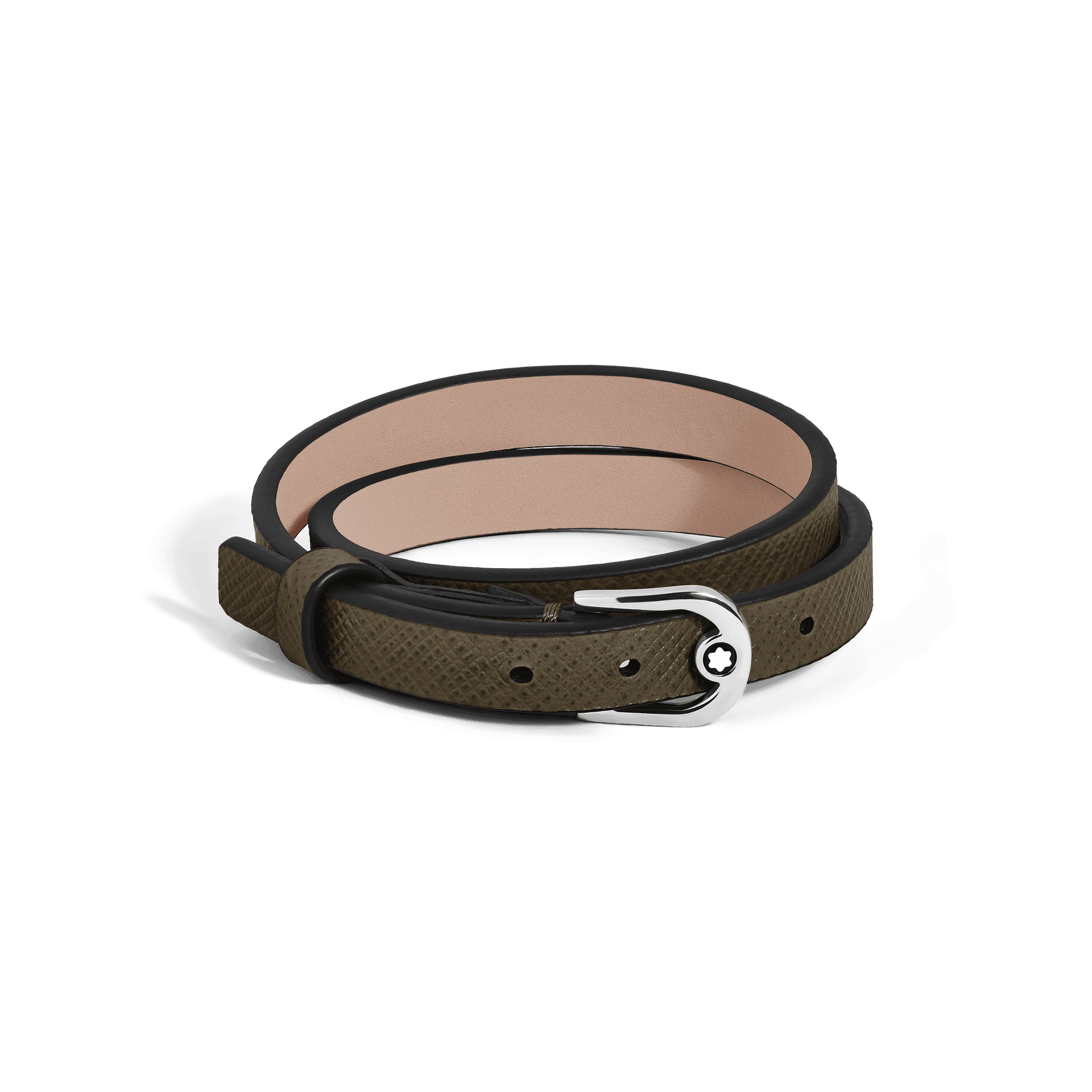 Montblanc Horseshoe Buckle Adjustable Bracelet in Sartorial Leather Khaki, 1/3