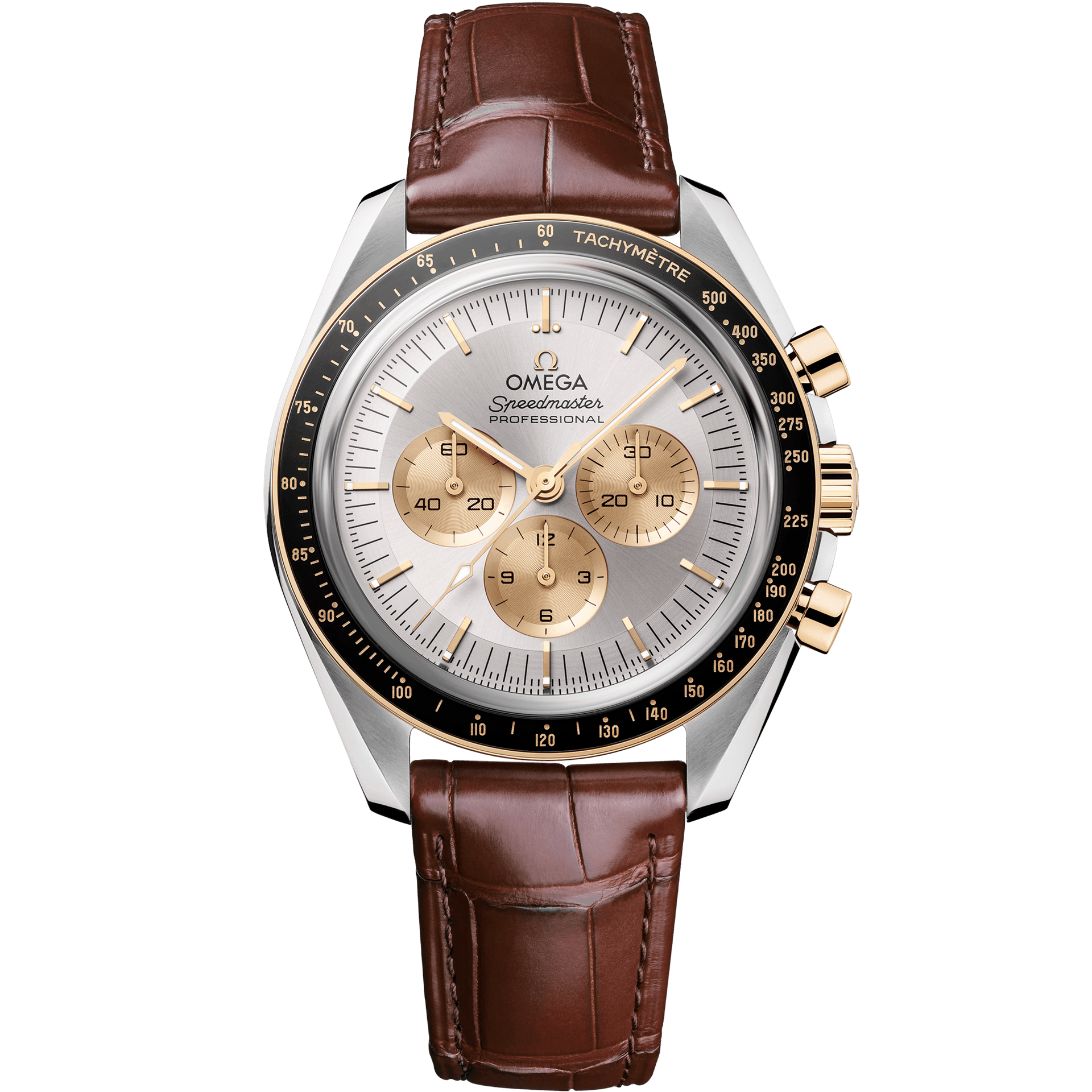 OMEGA Speedmaster Moonwatch Professional 42 mm, steel ‑ Moonshine™ gold on alligator, 1/6