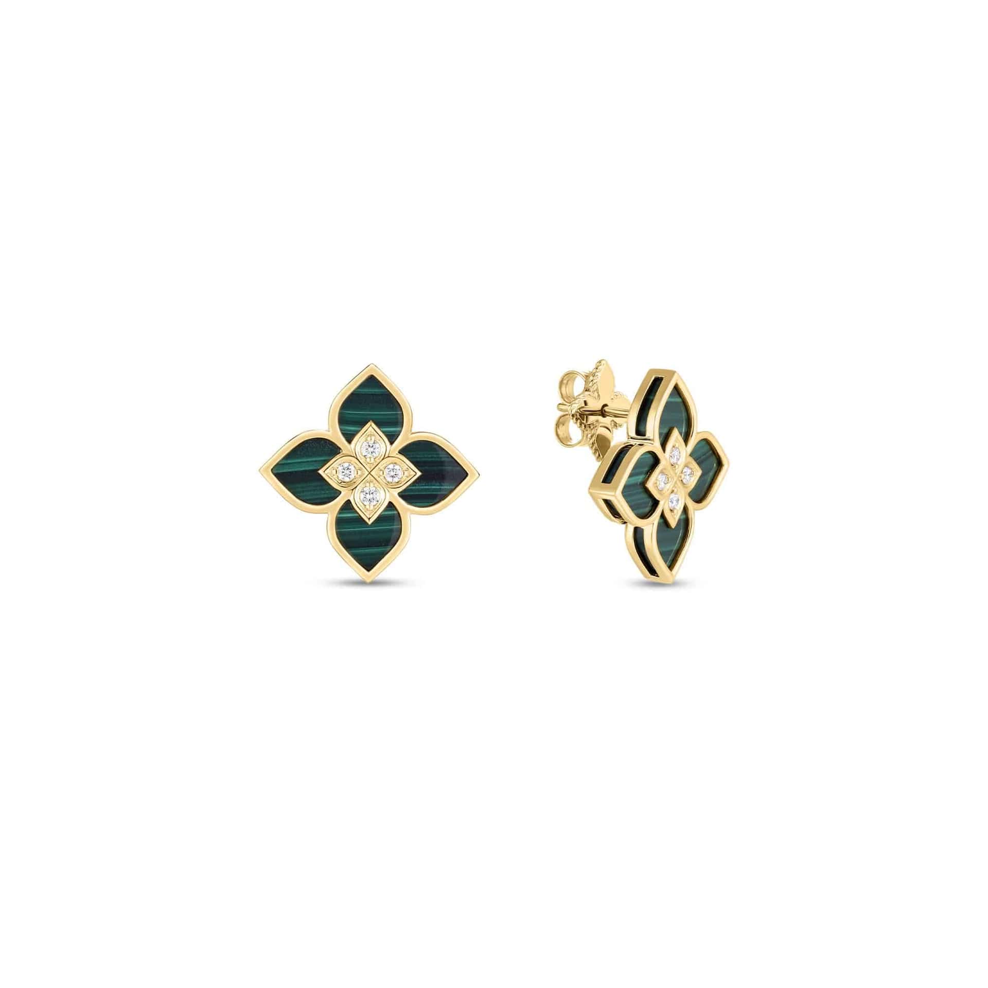 Roberto Coin Venetian Princess Small Malachite & Diamond Frame Earrings