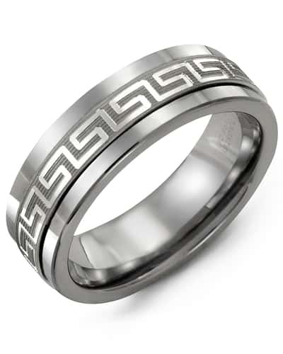 Madani Men's Ancient Greek Key Pattern Wedding Band