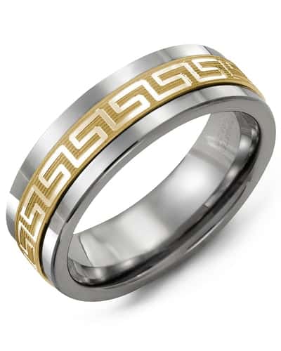 Madani Men's Ancient Greek Key Pattern Wedding Band